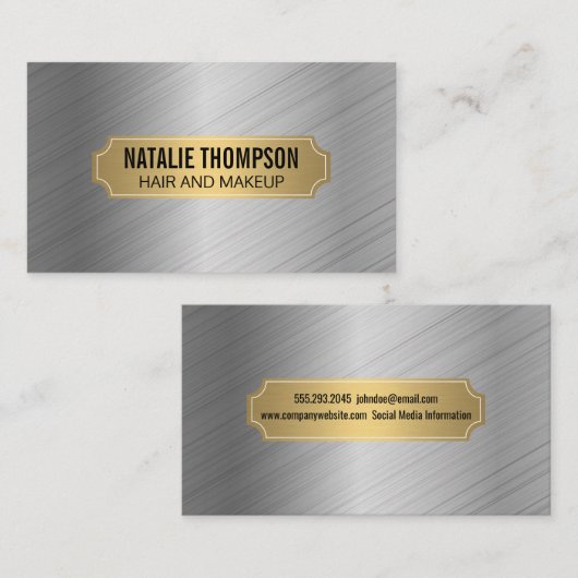 Goud metallisch Lijst Silver Metal geborsteld Visitekaartje (Voorkant / Achterkant)