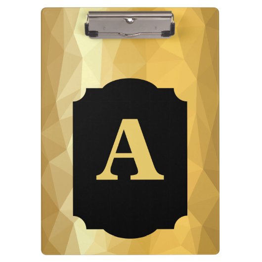 Goud metallisch luxe zwart monogram klembord (Voorkant)