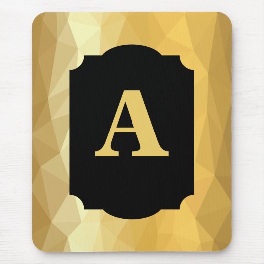 Goud metallisch luxe zwart monogram muismat (Voorkant)