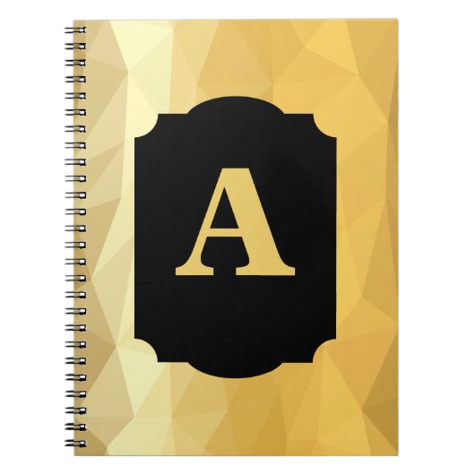 Goud metallisch luxe zwart monogram notitieboek (Voorkant)