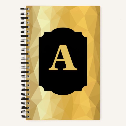 Goud metallisch luxe zwart monogram notitieboek (Voorkant)