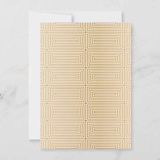 Goud Mid Century Mod Geometrische Elegante Bruilof Kaart (Achterkant)