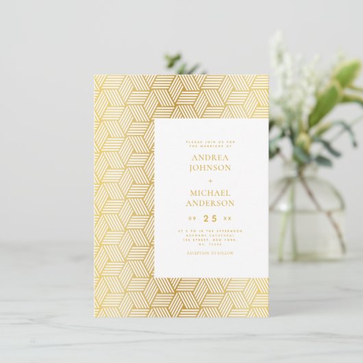 Goud Mid Century Mod Patroon Elegante Retro Bruilo Kaart (Staand voorkant)