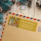 Goud Middeleeuws Christelijk Vrolijk Kerstfeest Etiket