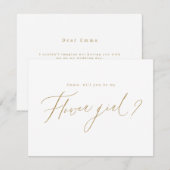 Goud minimaal word je mijn bloemenmeisje script kaart (Voorkant / Achterkant)