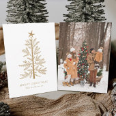 Goud Minimal Christmas Pine Tree Foto Feestdagenkaart