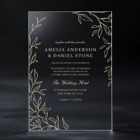Goud Minimal Leaf Elegant Modern Wedding