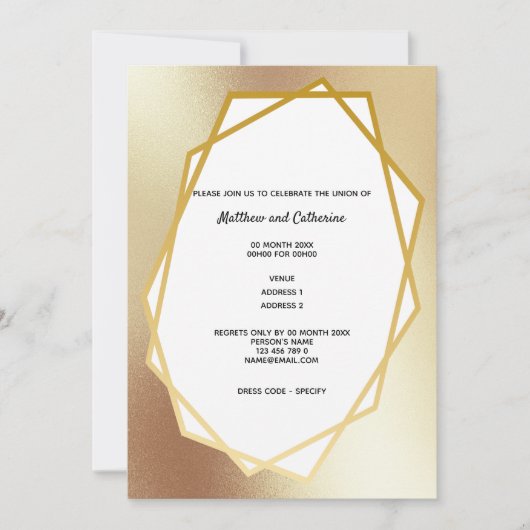 Goud minimalistisch, glad geometrisch lijst hexago kaart (Voorkant)