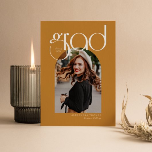 Goud minimalistisch modern 5 boog foto Afstuderen Kaart