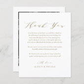 Goud minimalistisch script bruiloft dank u kaart (Voorkant / Achterkant)