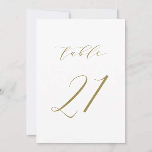 Goud minimalistisch script bruiloft tabel nummer 2 kaart (Voorkant)