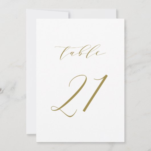 Goud minimalistisch script bruiloft tabel nummer 2 kaart (Achterkant)