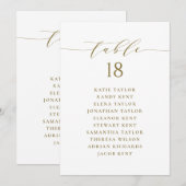 Goud minimalistisch script zitschema tafelnummer (Voorkant / Achterkant)