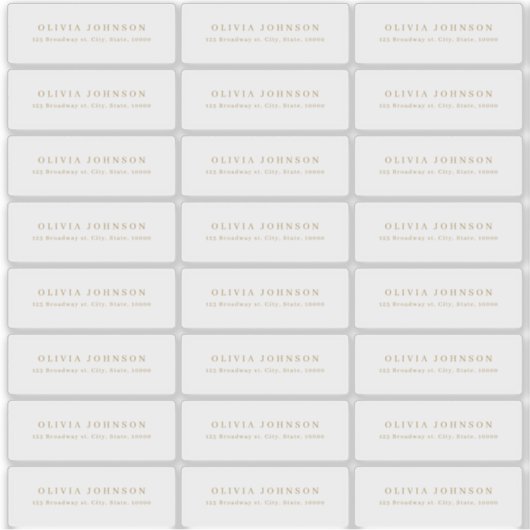 Goud minimalistisch transparant rendementsadreslab sticker (Voorkant)