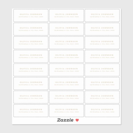 Goud minimalistisch transparant rendementsadreslab sticker (Vel)