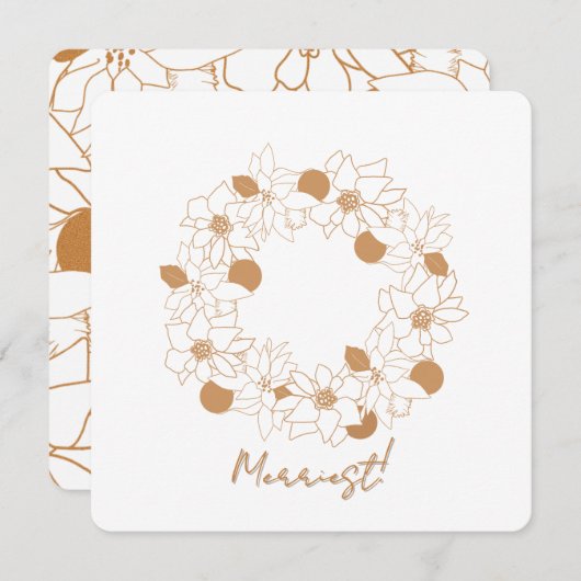 Goud minimalistische kerstster kerstkaart (Voorkant / Achterkant)