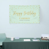 Goud & Mint Gelukkig Verjaardag Feestbanner Spandoek (Beurs)