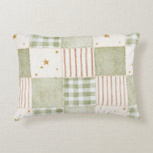 Goud Mint Groen Sterren Strepen Patches Accent Kussen
