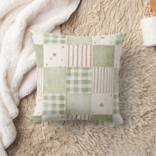 Goud Mint Groen Sterren Strepen Patches Kussen