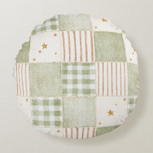 Goud Mint Groen Sterren Strepen Patches Rond Kussen