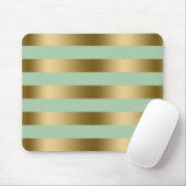 Goud & Mint-Groen Stripes Geometrisch Patroon Muismat (Met muis)