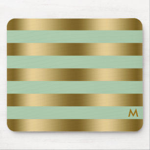 Goud & Mint-Groen Stripes Geometrisch Patroon Muismat