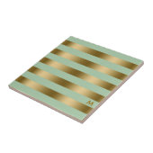 Goud & Mint-Groen Stripes Geometrisch Patroon Tegeltje (Zijkant)