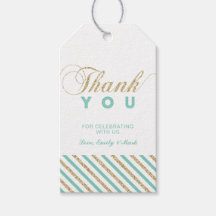 Goud & Mint | Moderne feestfavoriet bedankkaartjes