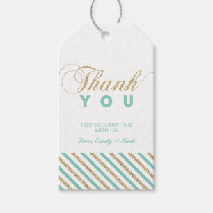 Goud & Mint   Moderne feestfavoriet bedankkaartjes Cadeaulabel