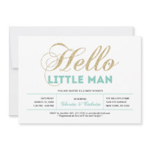 Goud, Mint | Moderne typografie jongens babyshower