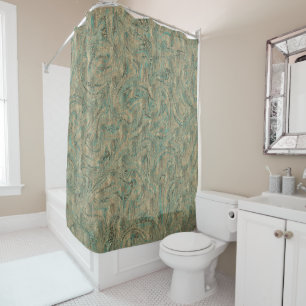 Goud & Mint Turquoise Glitter Draai Glans Douchegordijn