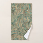 Goud & Mintgroene Turquoise Glitter Werveling Glan Bad Handdoek (Handdoek)
