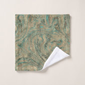 Goud & Mintgroene Turquoise Glitter Werveling Glan Bad Handdoek (Wasdoekje)
