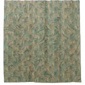 Goud & Mintgroene Turquoise Glitter Werveling Glan Douchegordijn (Voorkant)