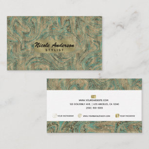 Goud & Mintgroene Turquoise Glitter Werveling Luxe Visitekaartje