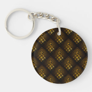 Goud Modern Boho Elegant Abstract Kunstpatroon #50 Sleutelhanger