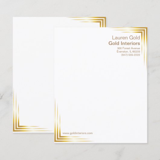 Goud modern briefhoofd (Voorkant / Achterkant)