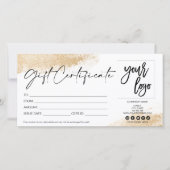 Goud modern cadeaukaarcertificaat toevoegen logo (Voorkant)