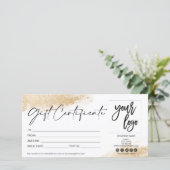 Goud modern cadeaukaarcertificaat toevoegen logo (Staand voorkant)