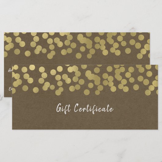 Goud Modern Chic Landelijke Kraft Cadeaubon (Voorkant / Achterkant)