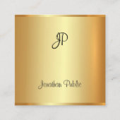 Goud Modern Elegant Handgeschreven Monogram Script Vierkante Visitekaartje (Voorkant)
