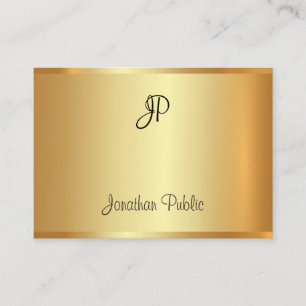 Goud Modern Elegant Handgeschreven Monogram Script Visitekaartje