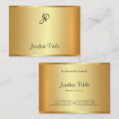 Goud Modern Elegant Handgeschreven Monogram Script Visitekaartje (Voorkant / Achterkant)