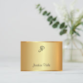 Goud Modern Elegant Handgeschreven Monogram Script Visitekaartje (Staand voorkant)