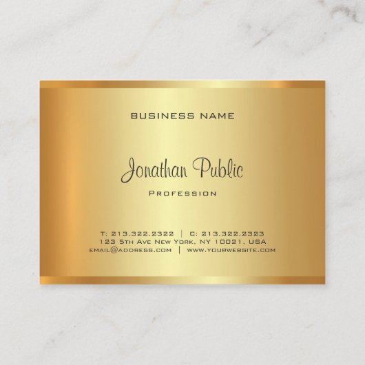 Goud Modern Elegant Handgeschreven Monogram Script Visitekaartje (Achterkant)