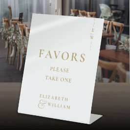 Goud Modern Elegant Monogram Favorieten Trouwen Reclamebord Met Voetstuk