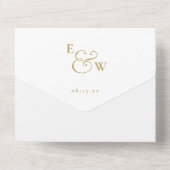 Goud Modern Elegant Monogram Huwelijk All In One Uitnodiging (Achterkant)