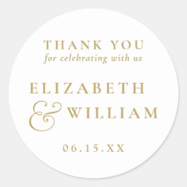 Goud Modern Elegant Monogram Huwelijk Dank u Ronde Sticker