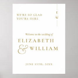 Goud Modern Elegant Monogram Huwelijk Welkom Teken Poster