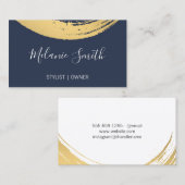 Goud Modern Geborsteld/Blauw Visitekaartje (Voorkant / Achterkant)